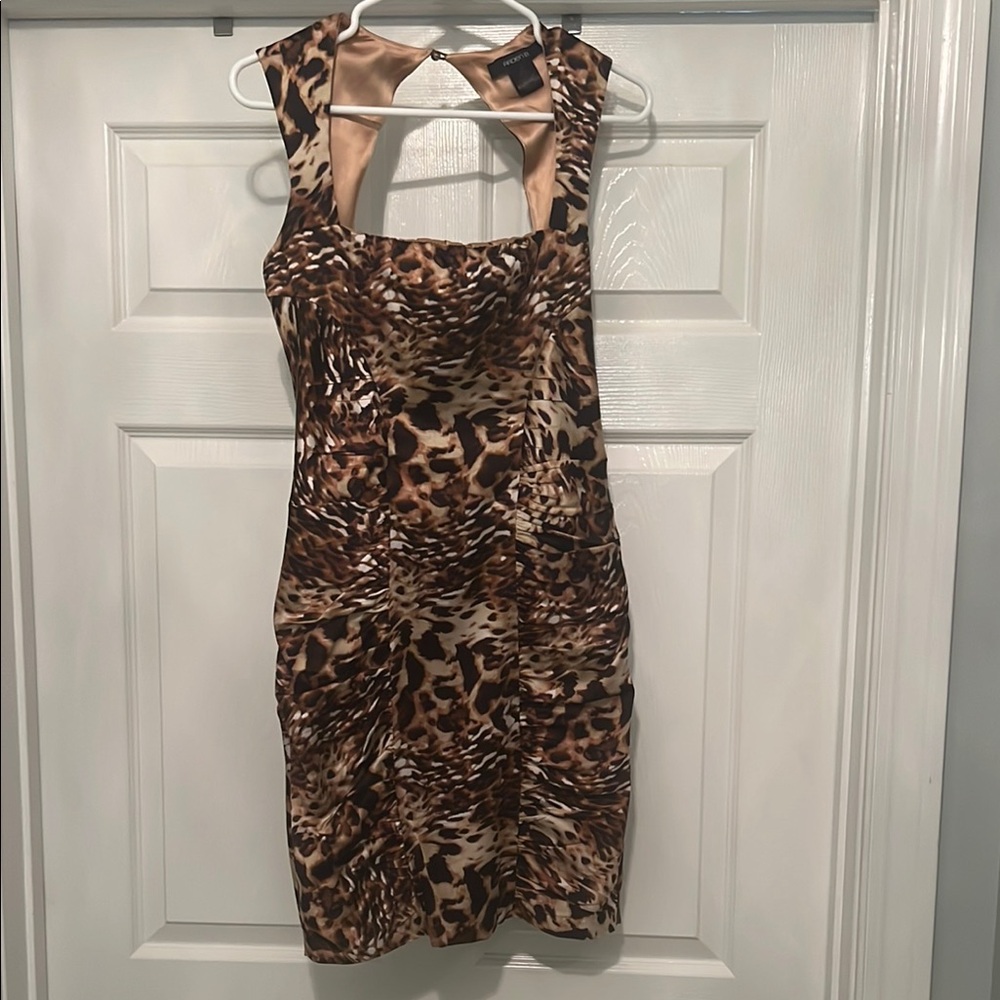 Arden B Brown Leopard Backless Dress